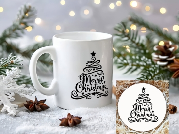 Tasse mit Weihnachtsbaum - Merry Christmas